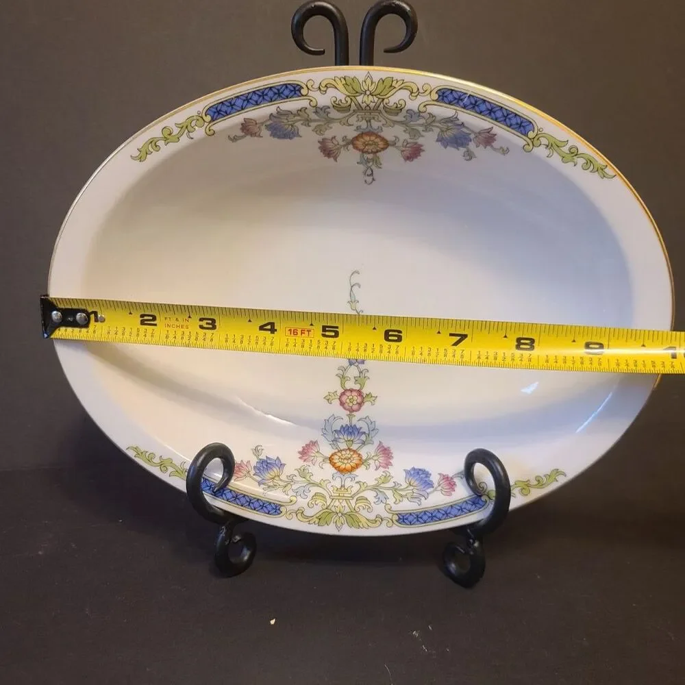 Hutschenreuther Selb‎ Oval Serving Bowl Floral & Swag Gold Antique German China